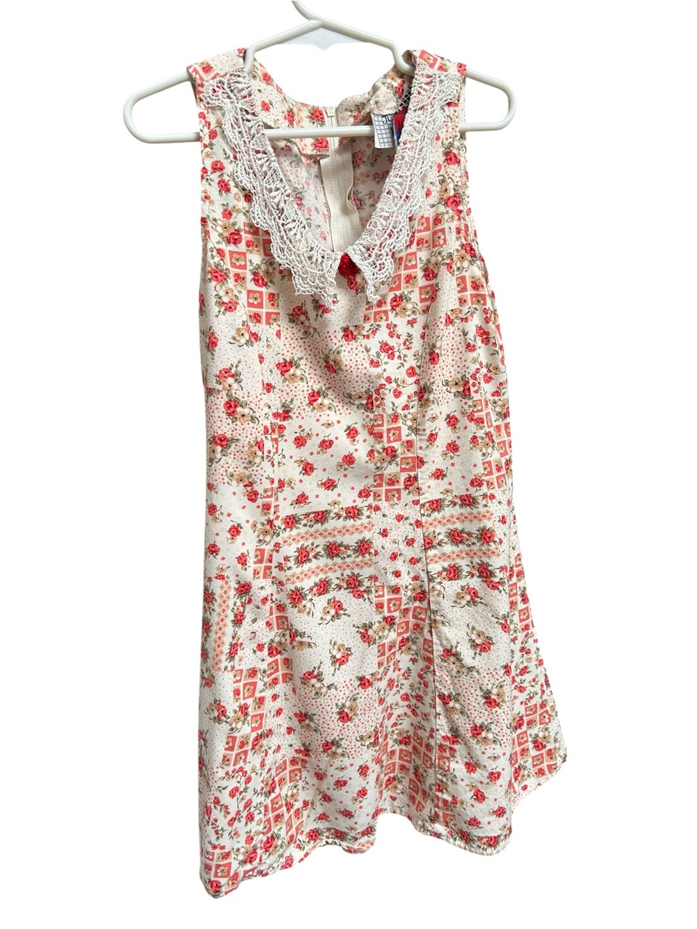 Vintage Just Kidding by La Belle girls 90s Y2K floral dress lace trim dress S
